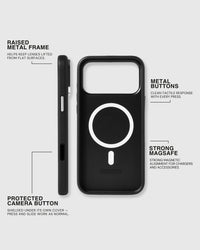 BEZEL LEATHER PHONE CASE — BLACK