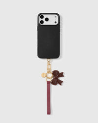 COCOA BOW LEATHER PHONE STRAP