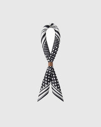 MONOCHROME DOT GRID SILK SCARF