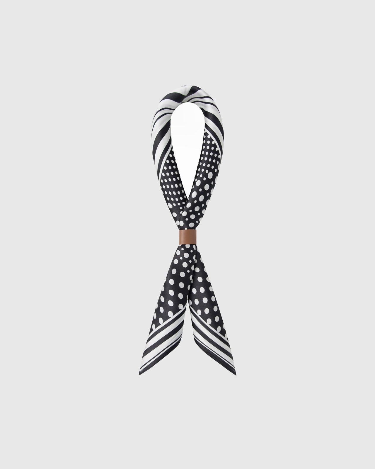 MONOCHROME DOT GRID SILK SCARF