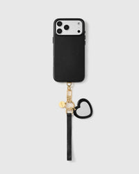 MIRROR HEART LEATHER PHONE STRAP