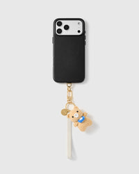 TINY TEDDY LEATHER PHONE STRAP — IVORY