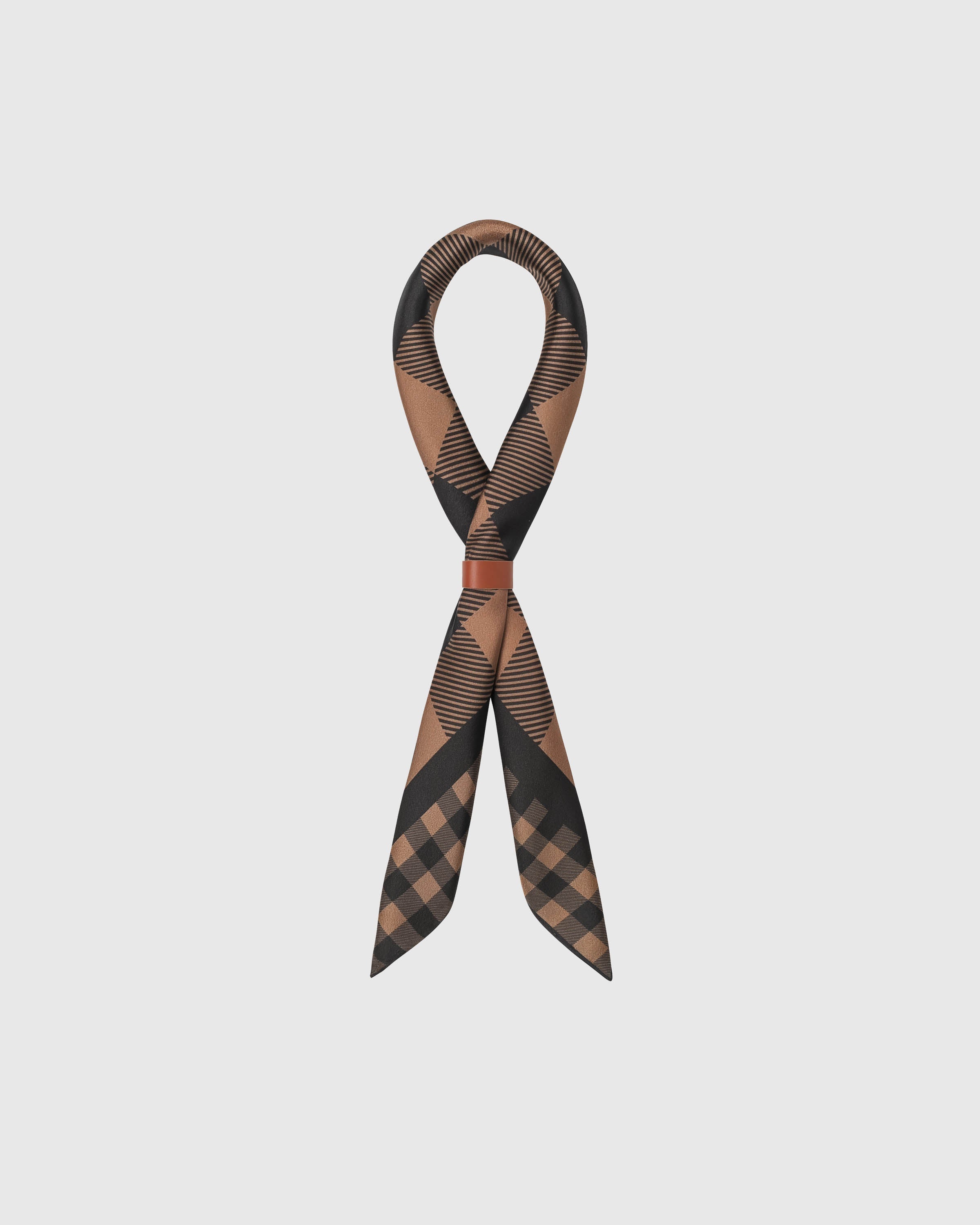 COGNAC GINGHAM SILK SCARF