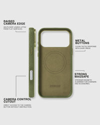 TEXTURED LEATHER CASE — OLIVE