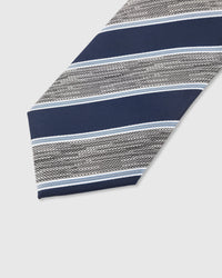 NAVY SILVER STRIPE TIE