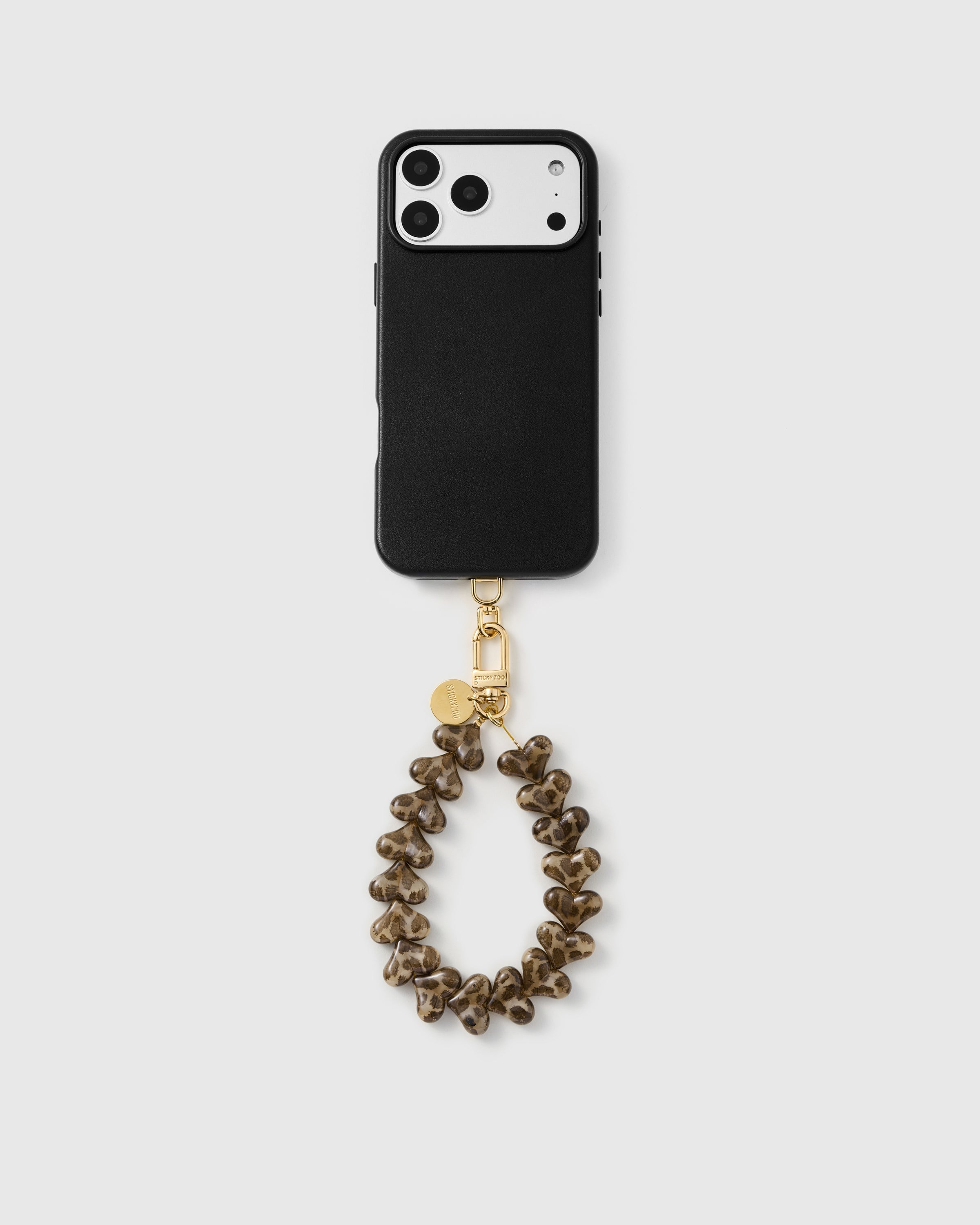 SMOKE LEOPARD HEART PHONE STRAP