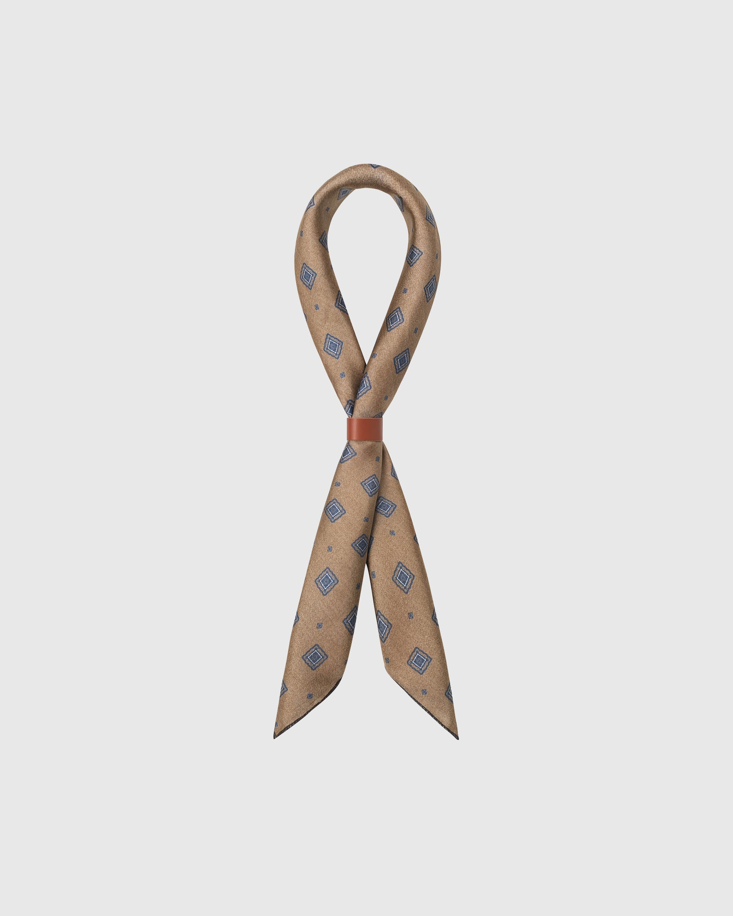 CAMEL DIAMOND FOULARD SILK SCARF