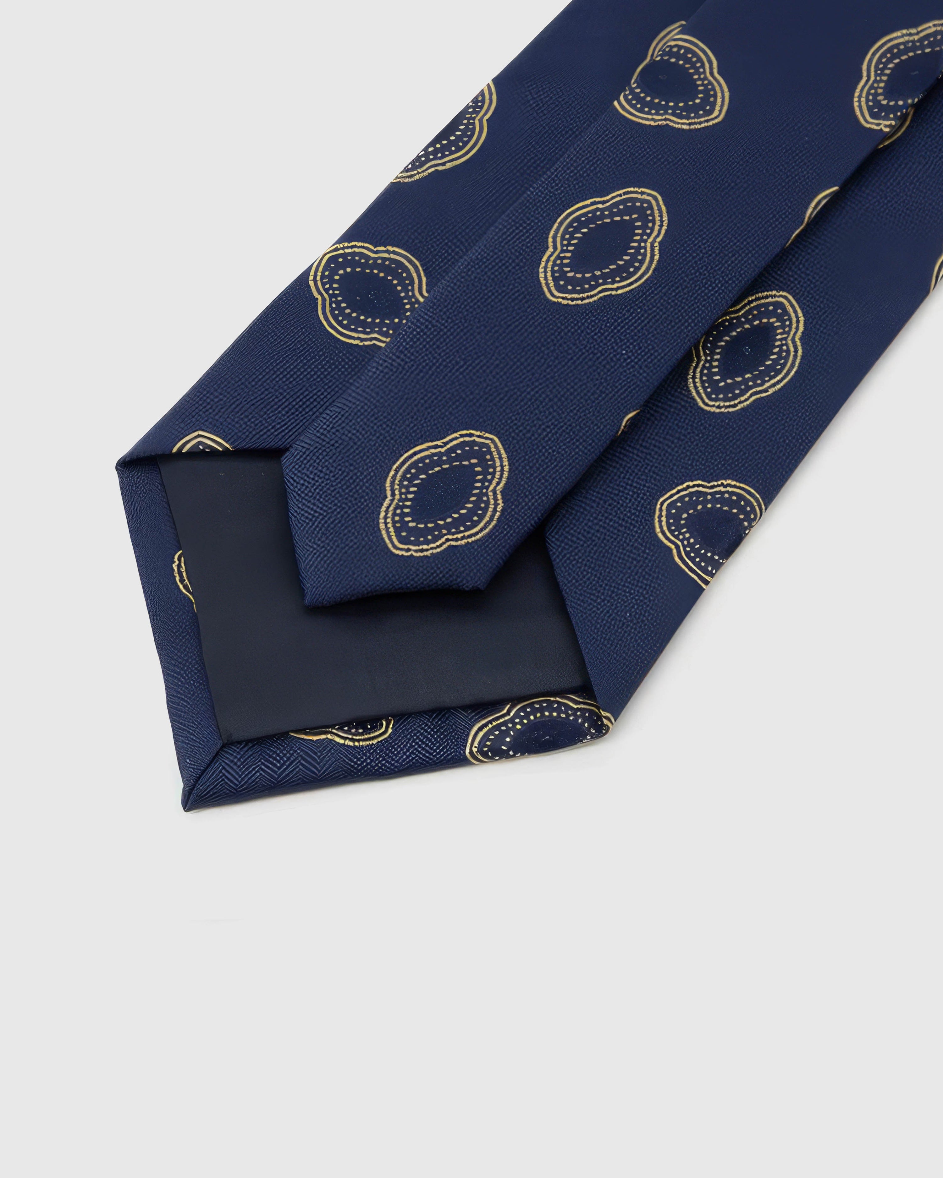 NAVY ROSETTE MEDALLION TIE