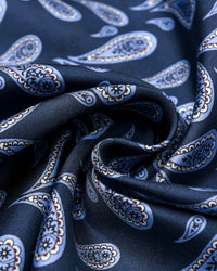 NAVY BOTEH SILK SCARF