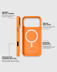 BEZEL LEATHER PHONE CASE — ORANGE