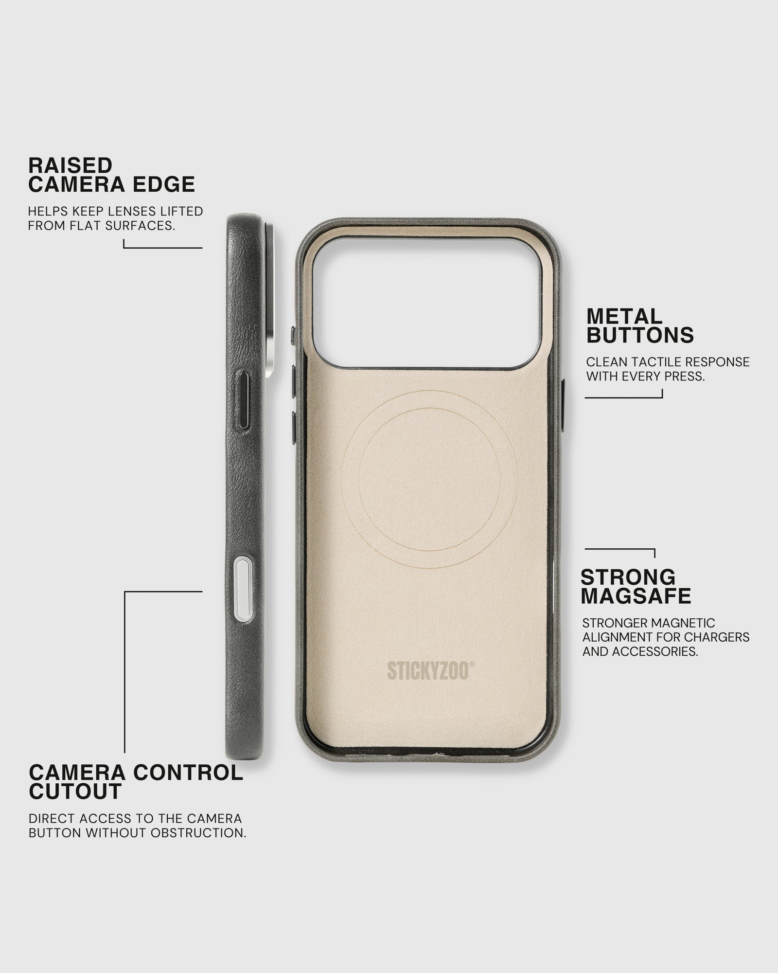 VINTAGE LEATHER NA CASE NG TELEPONO — GREY