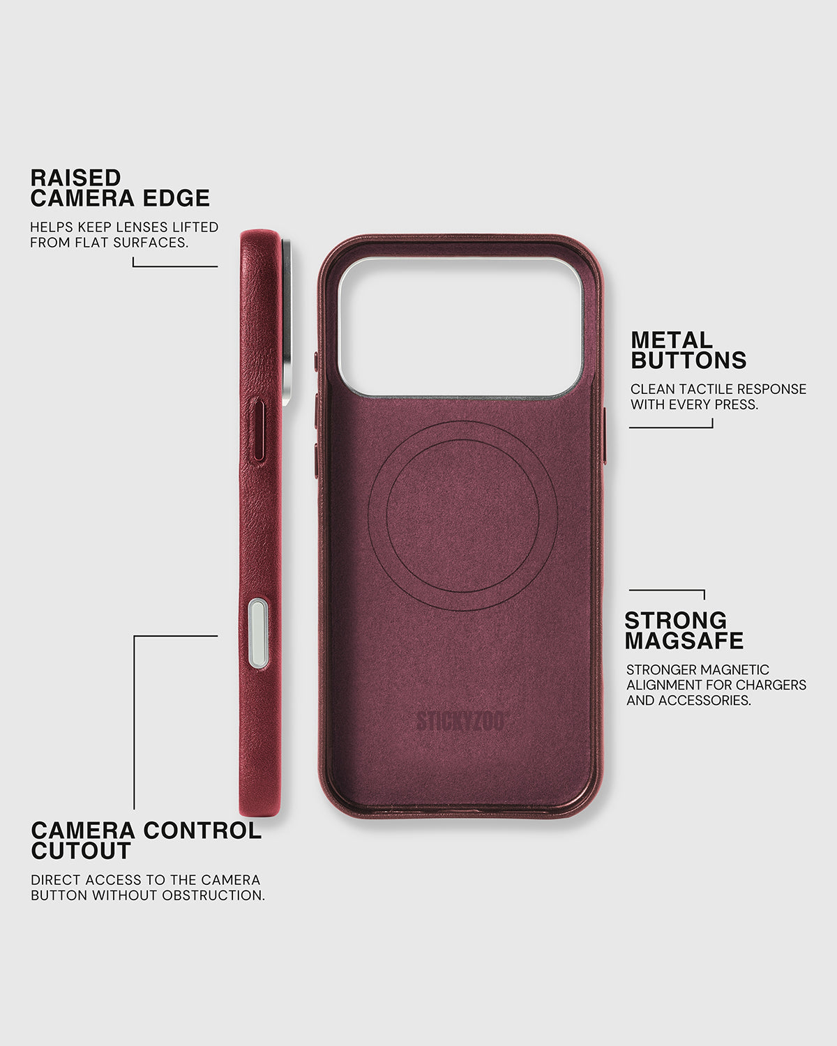 VINTAGE LEATHER NA CASE NG TELEPONO — WINE RED