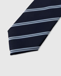 NAVY SILVER STRIPE TIE