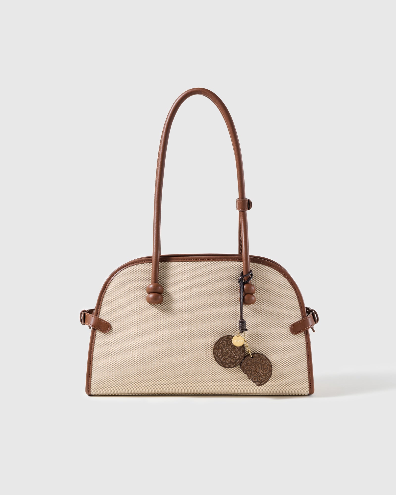 CREAM COOKIE LEATHER BAG CHARM