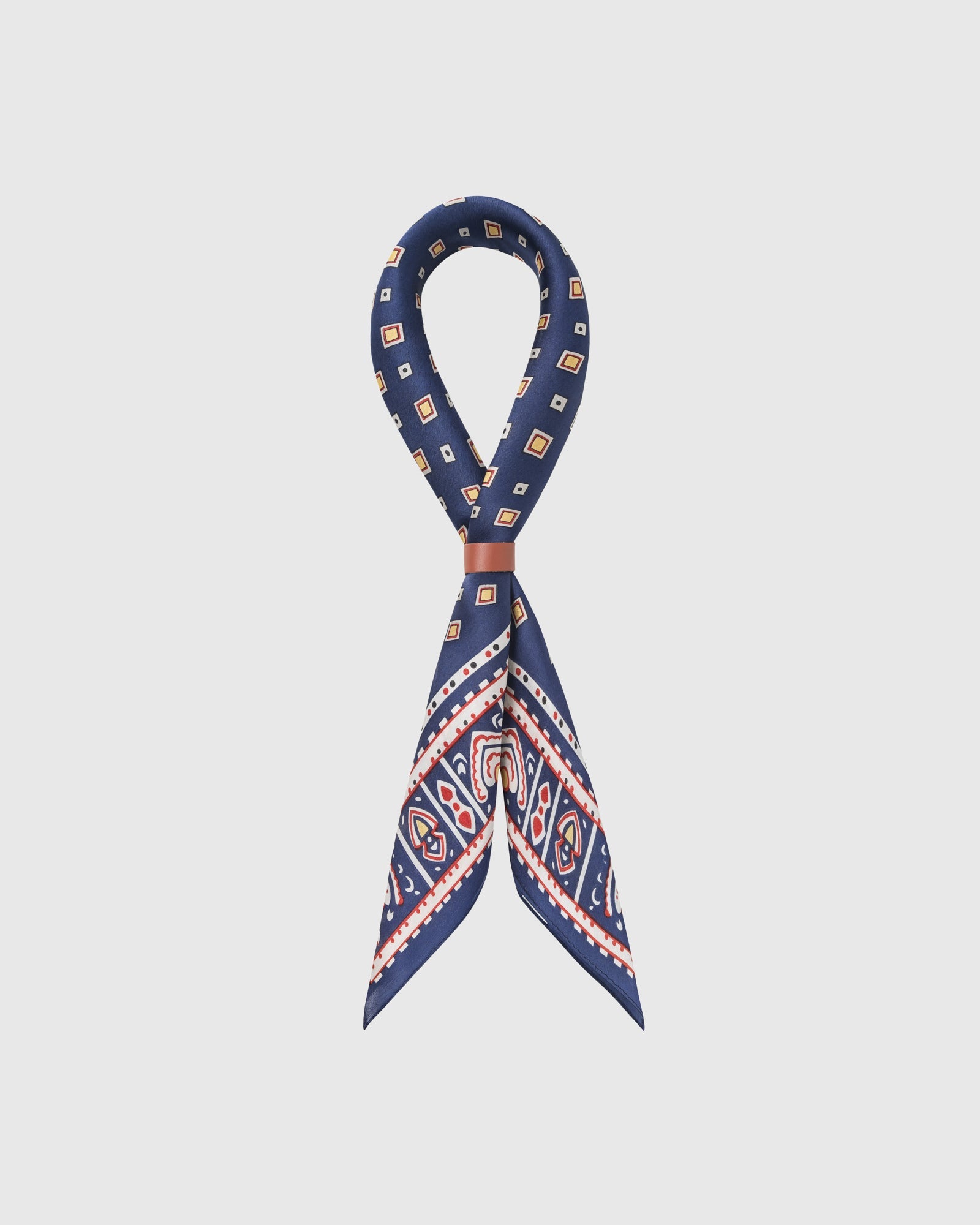 NAVY FOULARD SILK SCARF