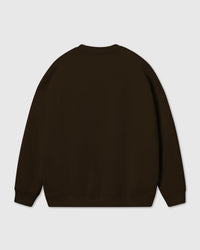 Back view of STICKYZOO brown Sticky Bear Sweatshirt showing boxy silhouette and ribbed details