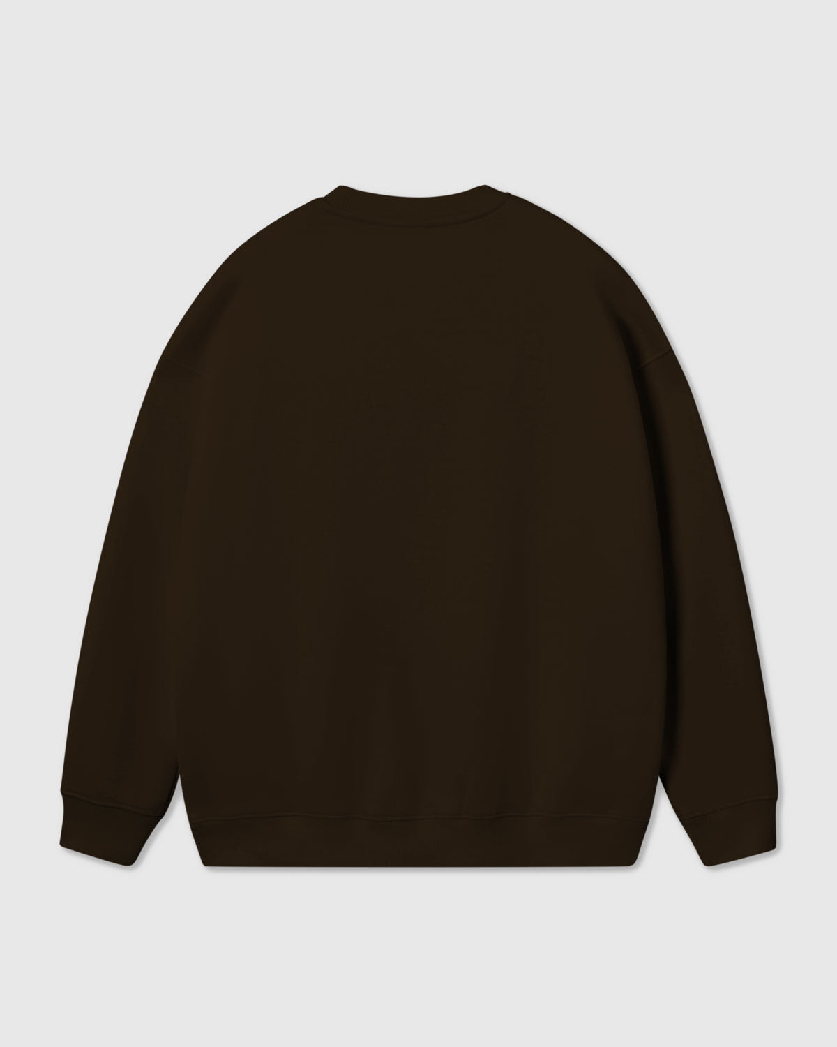 Back view of STICKYZOO brown Sticky Bear Sweatshirt showing boxy silhouette and ribbed details