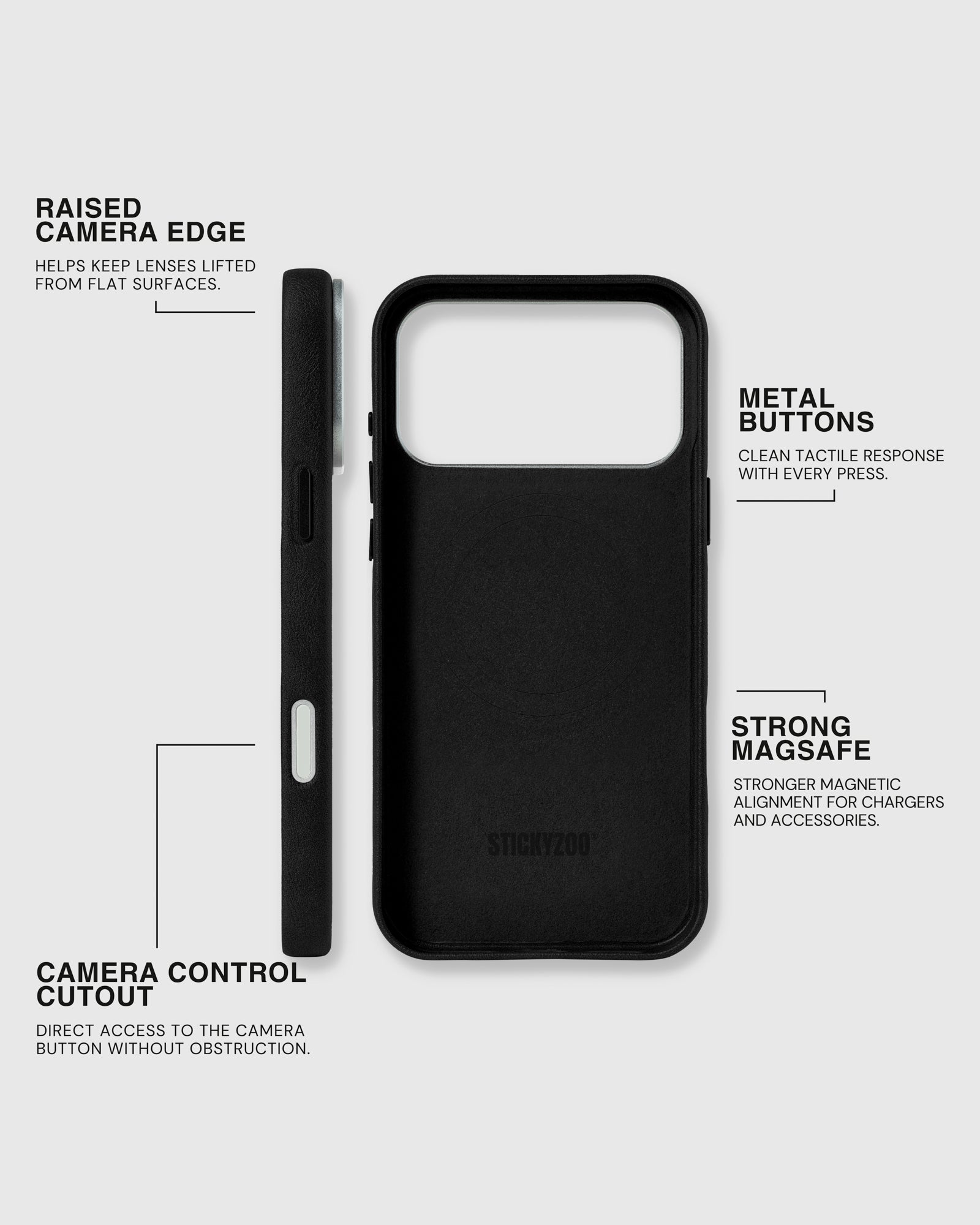 VINTAGE LEATHER NA CASE NG TELEPONO — BLACK