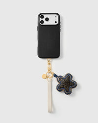 MIDNIGHT SPOTTED STAR LEATHER PHONE STRAP
