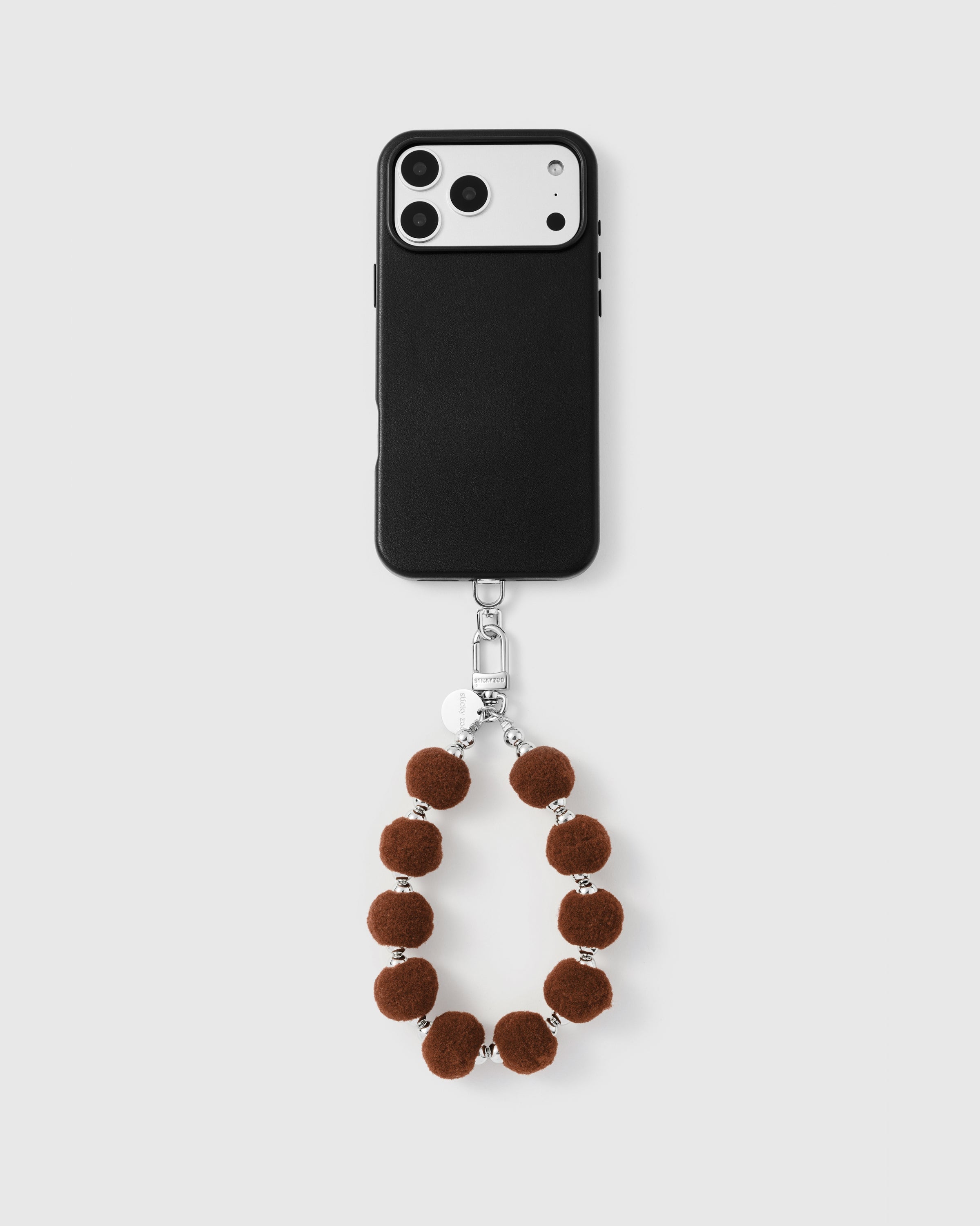 BROWN POM PHONE STRAP