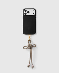 TAUPE BOW PHONE STRAP