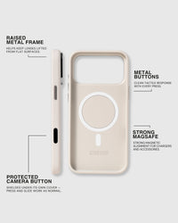 BEZEL LEATHER PHONE CASE — WHITE