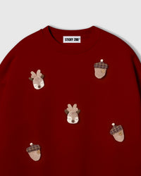REINDEER & ACORN PLUSH SWEATSHIRT