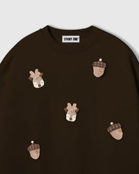 REINDEER & ACORN PLUSH SWEATSHIRT