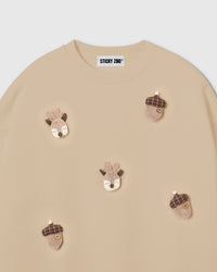REINDEER & ACORN PLUSH SWEATSHIRT