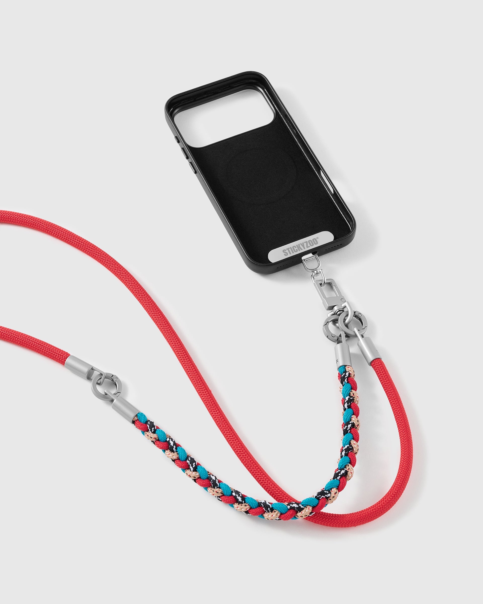 SCARLET BRAID CROSS-BODY PHONE STRAP