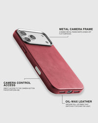 VINTAGE LEATHER NA CASE NG TELEPONO — WINE RED