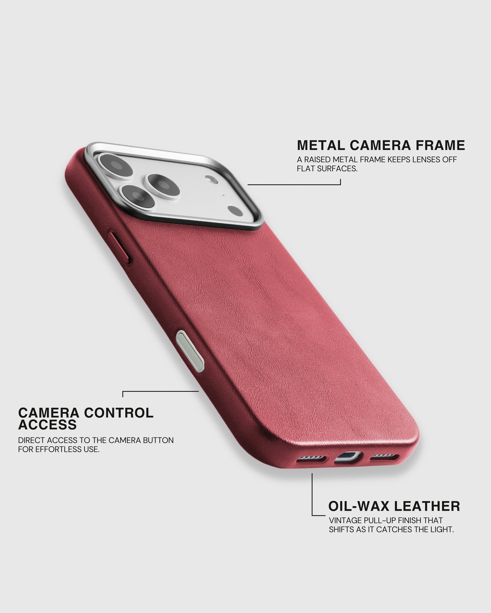 VINTAGE LEATHER NA CASE NG TELEPONO — WINE RED