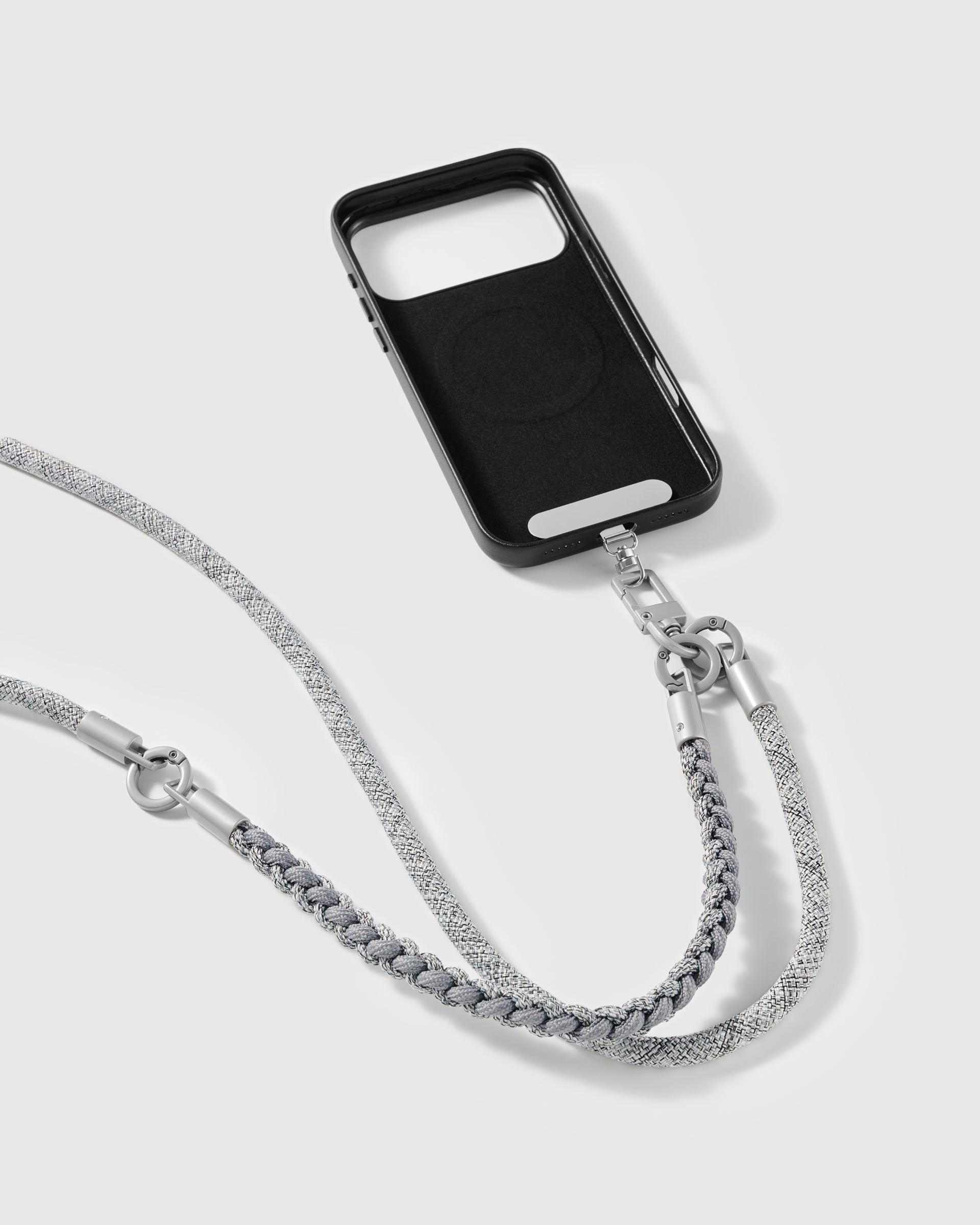 PEWTER BRAID CROSS-BODY PHONE STRAP