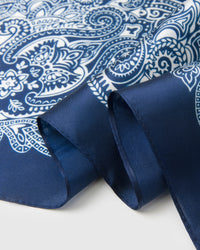 INDIGO BANDANA SILK SCARF