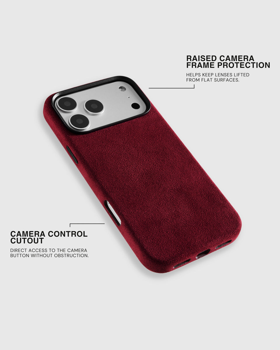 ALCANTARA PHONE CASE — BORDEAUX
