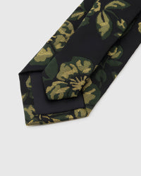 STICKYZOO Noir Golden Rose Tie reverse showing structured interlining and hand-finished slip stitching, 145 × 8 cm.