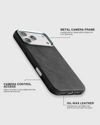VINTAGE LEATHER NA CASE NG TELEPONO — BLACK