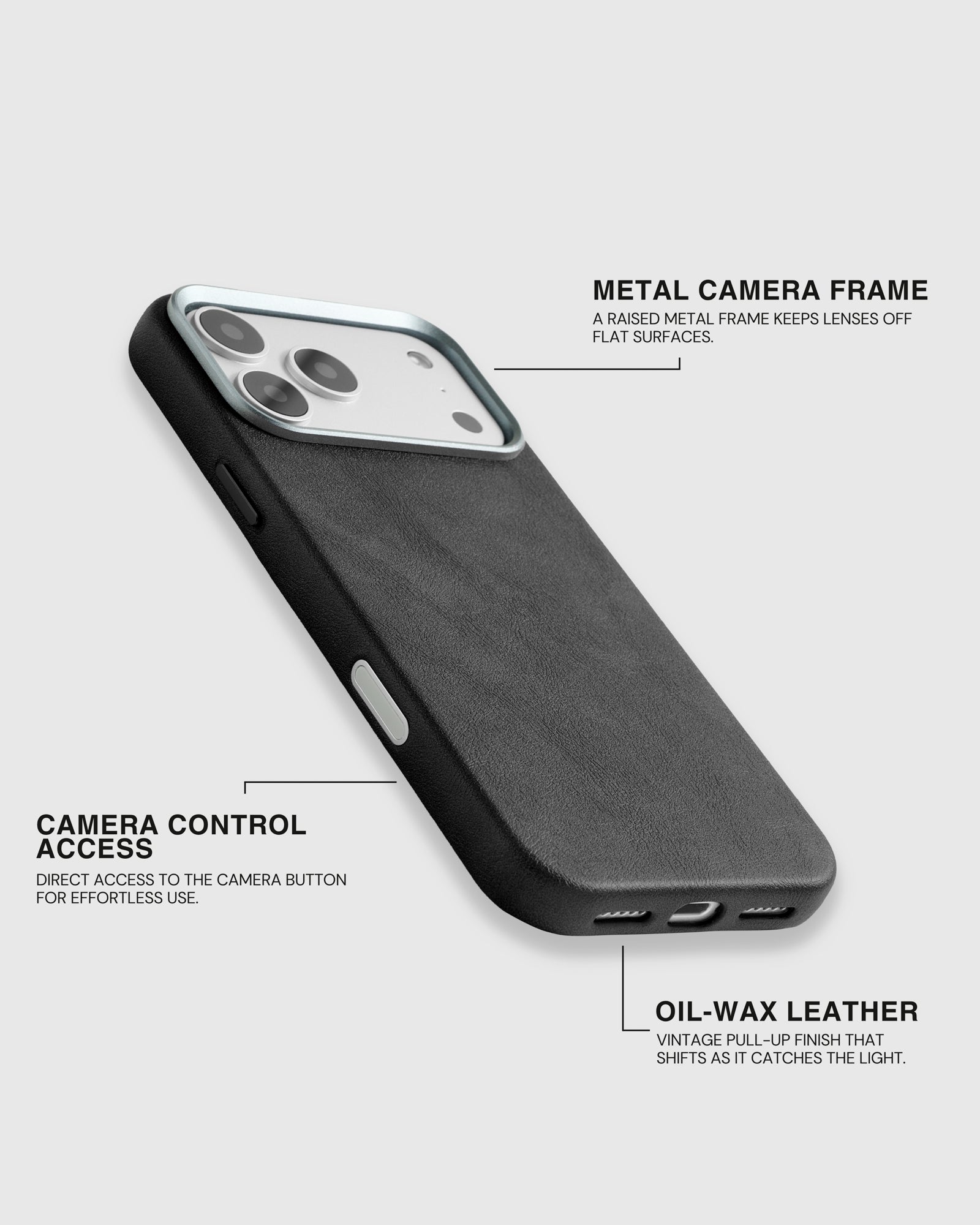 VINTAGE LEATHER NA CASE NG TELEPONO — BLACK