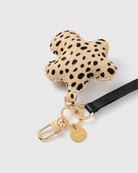 NOIR CHEETAH FLOWER LEATHER PHONE STRAP