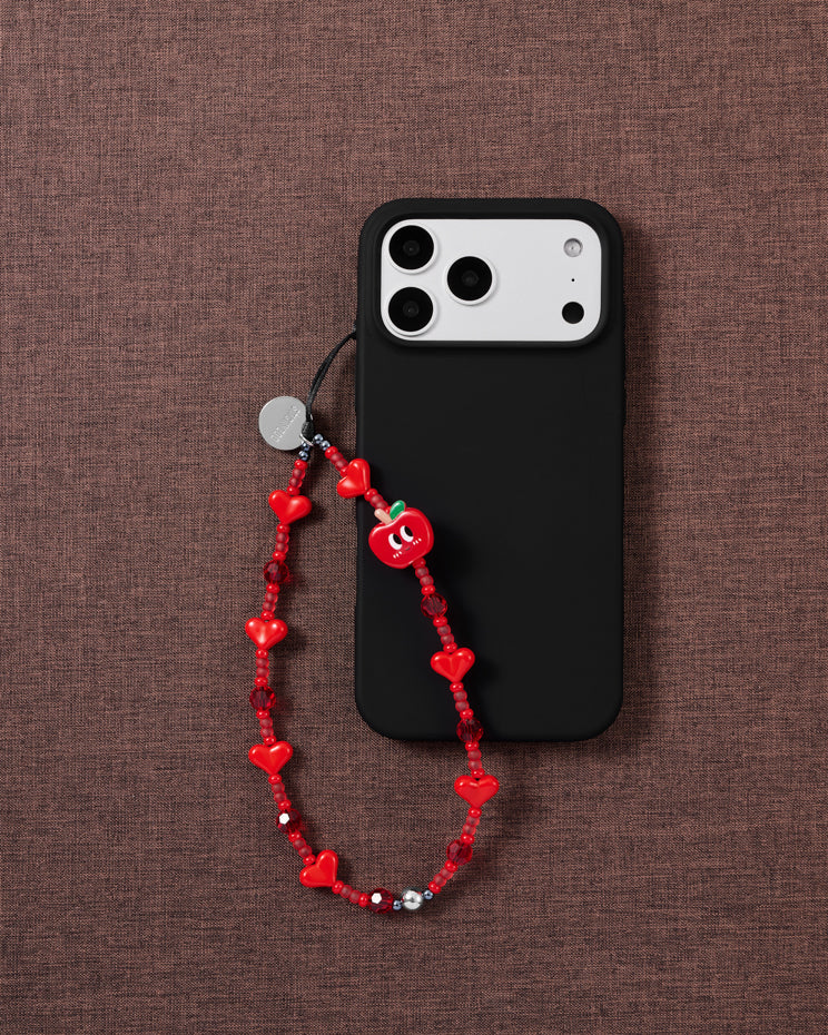 CRIMSON APPLE HEART PHONE STRAP