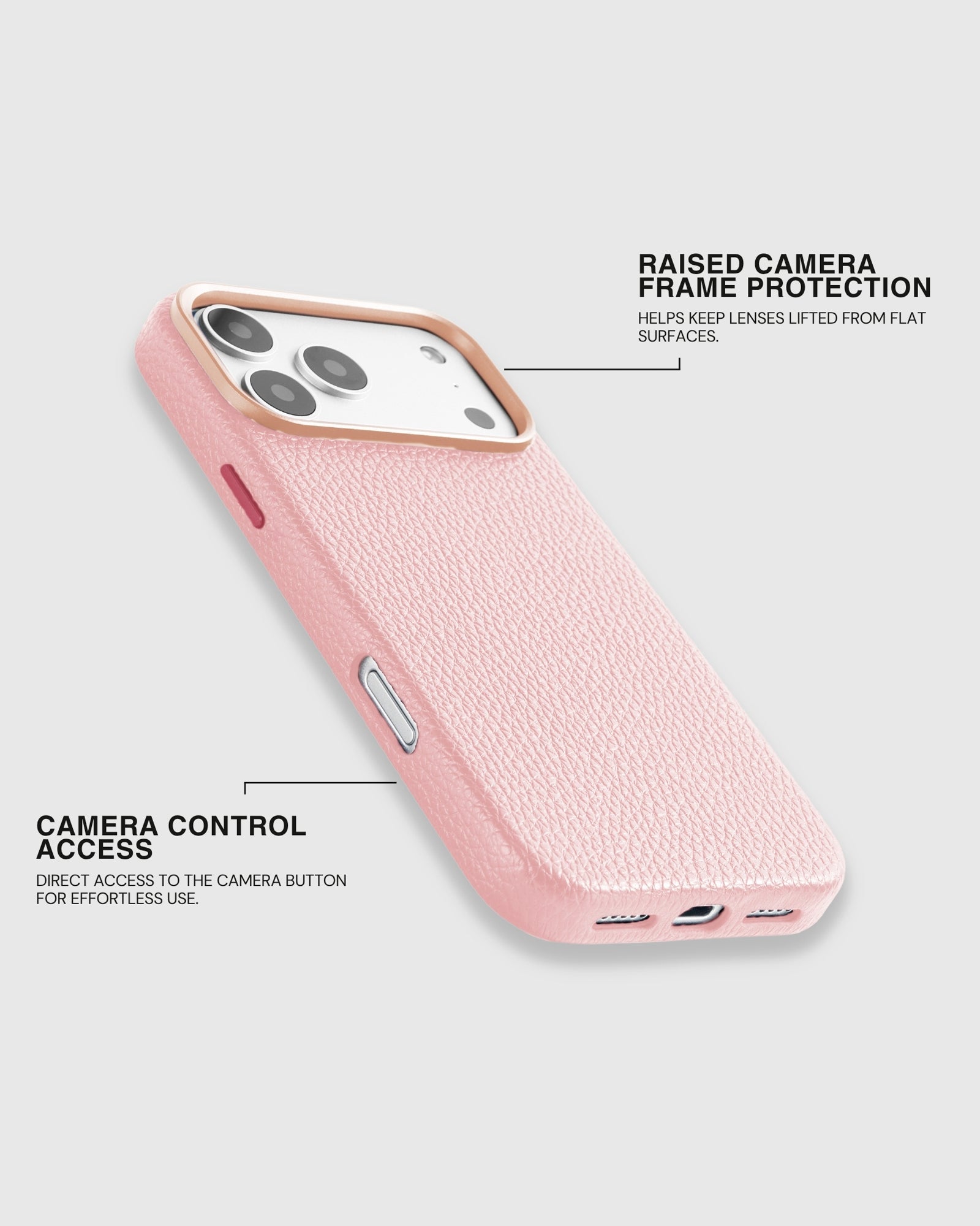 TEXTURED LEATHER CASE — PINK