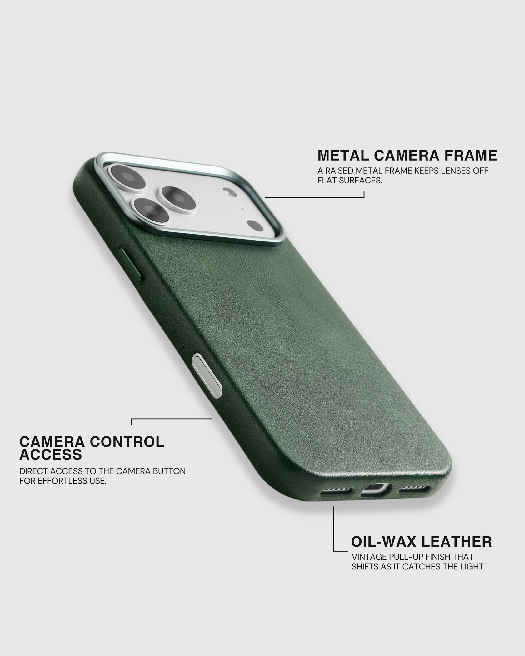 VINTAGE LEATHER PHONE CASE — GREEN