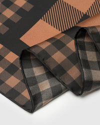 COGNAC GINGHAM SILK SCARF