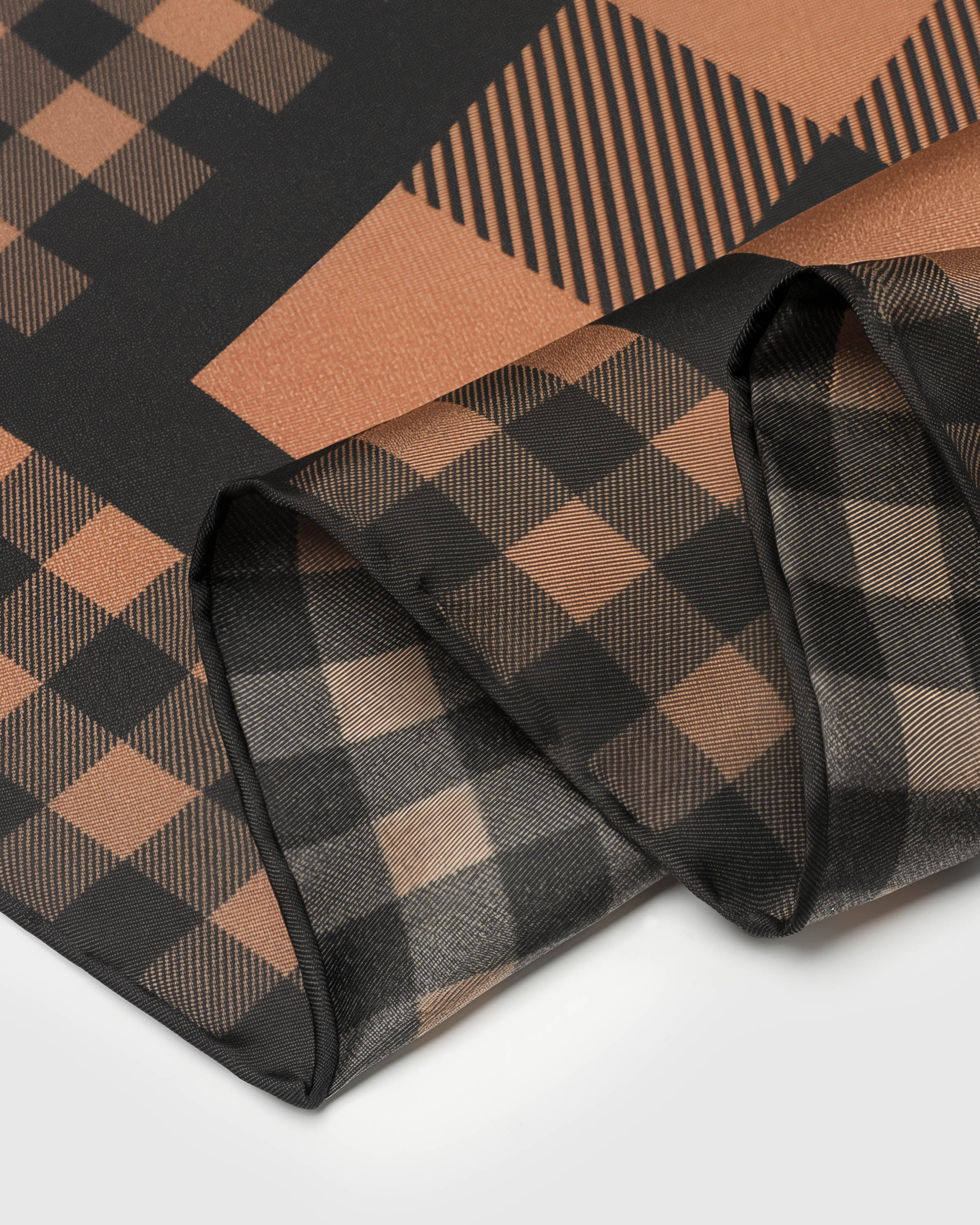 COGNAC GINGHAM SILK SCARF