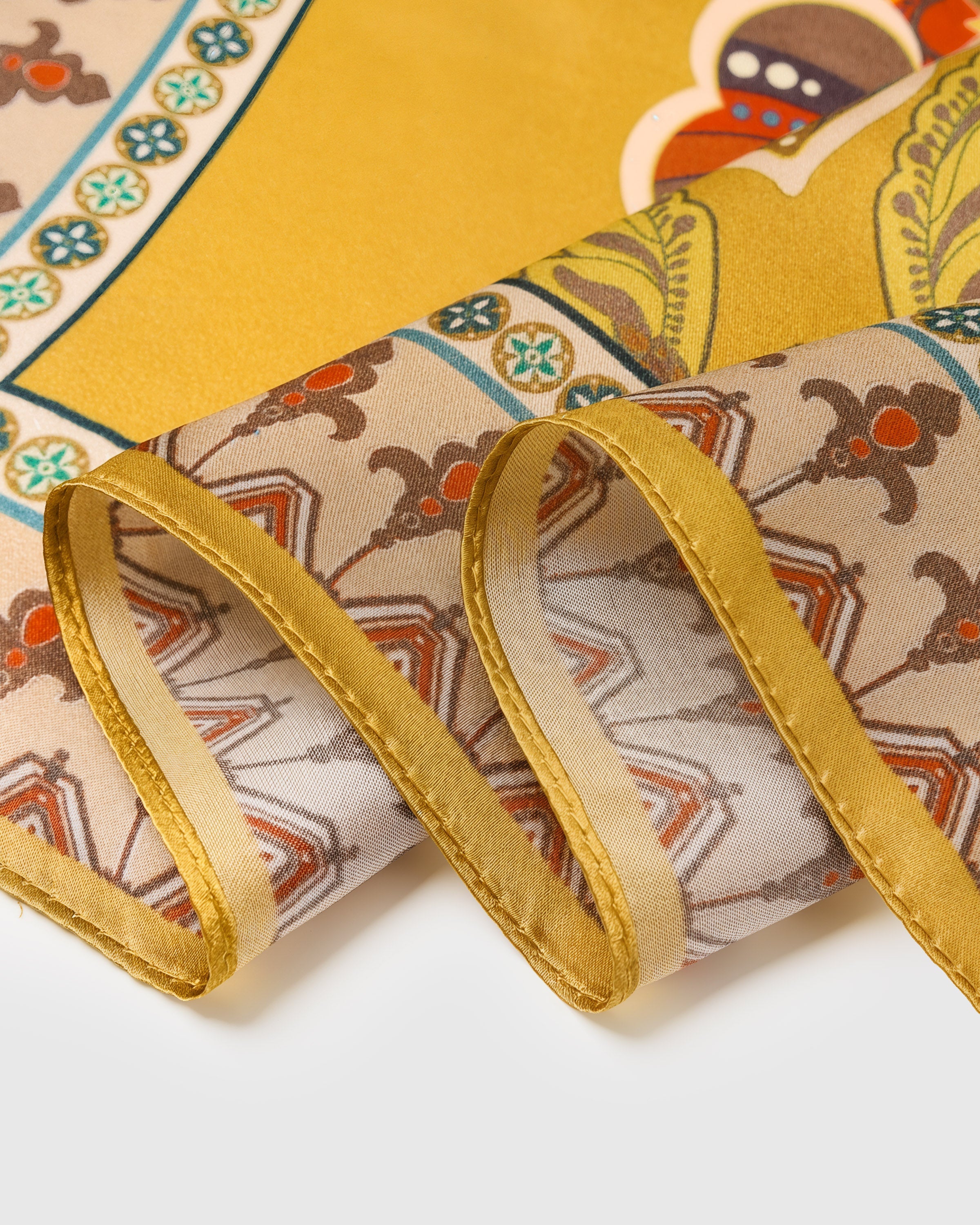 SAFFRON MEDALLION SILK SCARF