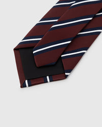 NAVY BORDEAUX STRIPE TIE