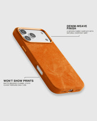 DENIM PHONE CASE — ORANGE