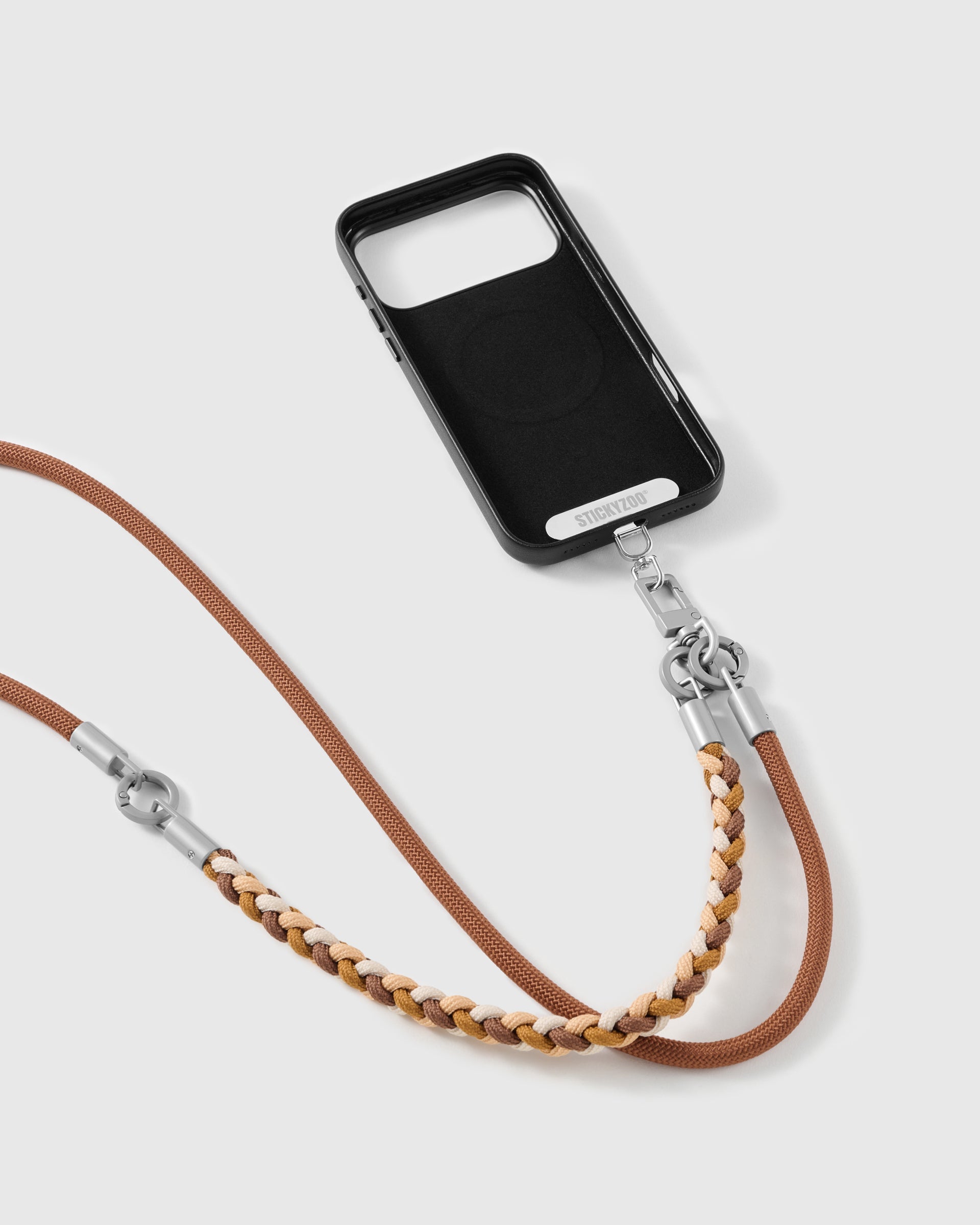 CHESTNUT BRAID CROSS-BODY PHONE STRAP