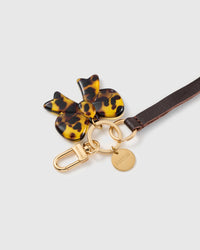 TORTOISE BOW LEATHER PHONE STRAP