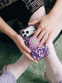 VIOLET LEOPARD MIRROR PHONE CASE